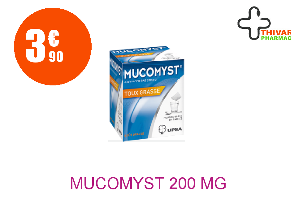 Achetez MUCOMYST 200 mg Poudre Solution Buvable en sachet Boîte de 18