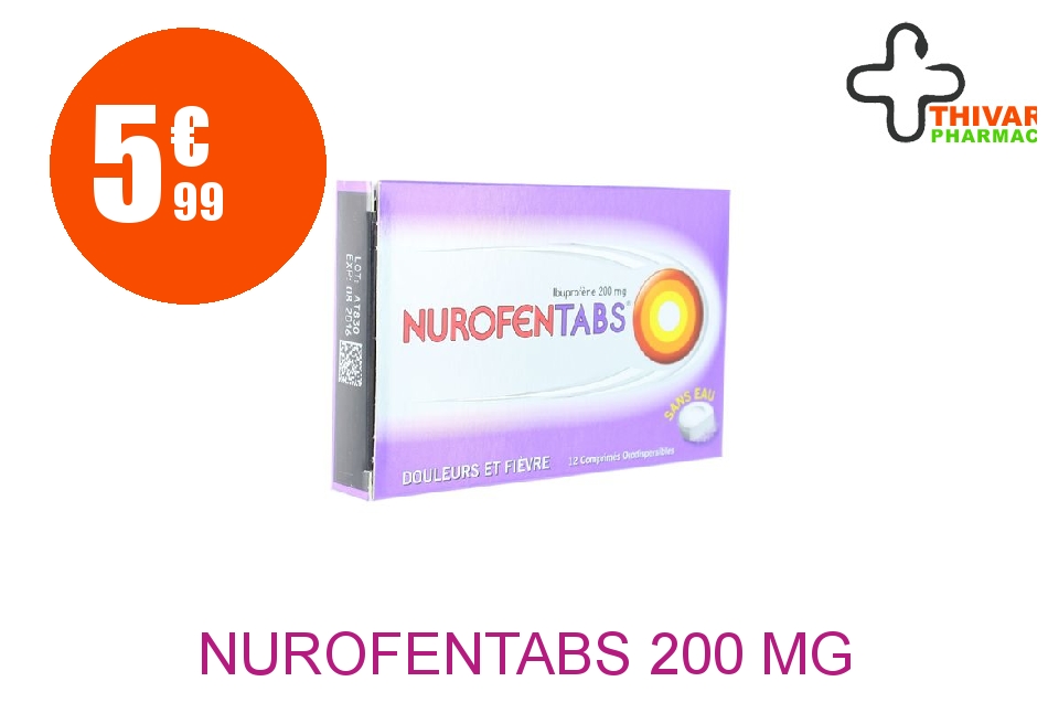 Achetez NUROFENTABS 200 mg Comprimé Orodispersible Plaquette de 12