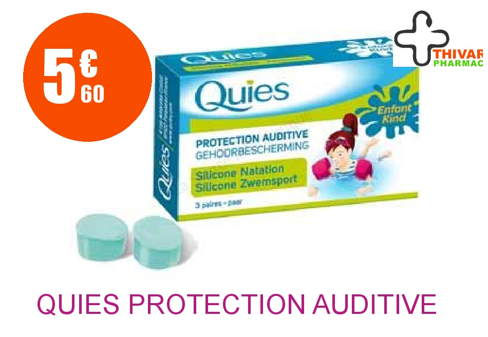 Achetez QUIES Protection auditive silicone spécial natation enfant Boîte de 3 Paires